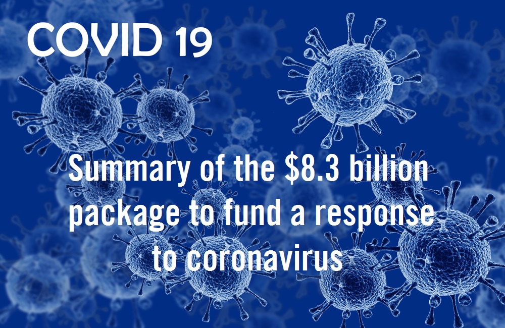 Summary of the $8.3 billion package to fund a response to coronavirus