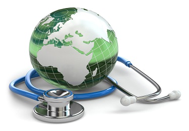 Global,Healthcare.,Earth,And,Stethoscope,On,White,Isolated,Background.,3d